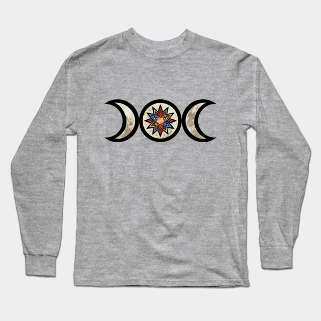 Triple Moon Symbol Long Sleeve T-Shirt by Gaspar Avila